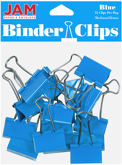 Blue Medium 32mm Binder Clips - 15 Pack