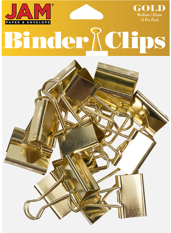 Gold Medium 32mm Binder Clips - 15 Pack
