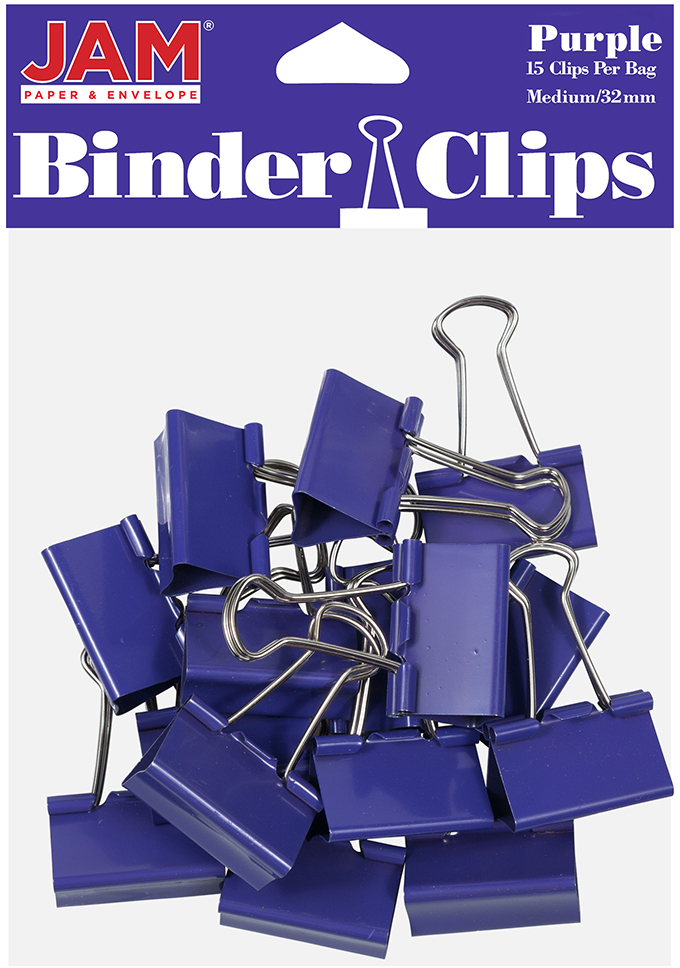 Purple Medium 32mm Binder Clips - 15 Pack