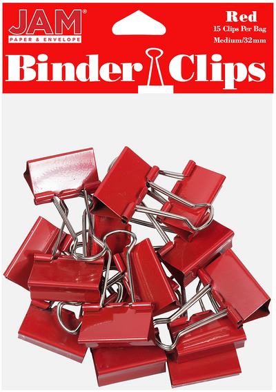 Red Medium 32mm Binder Clips - 15 Pack
