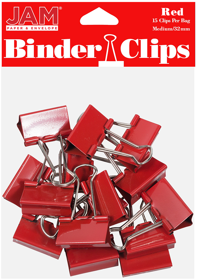 Red Medium 32mm Binder Clips - 15 Pack