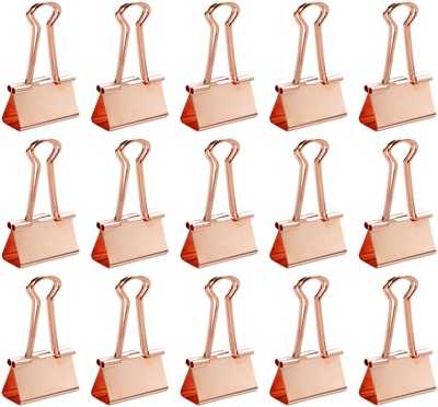Rose Gold Medium 32mm Binder Clips - 15 Pack