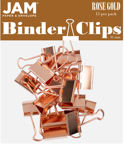 Rose Gold Medium 32mm Binder Clips - 15 Pack