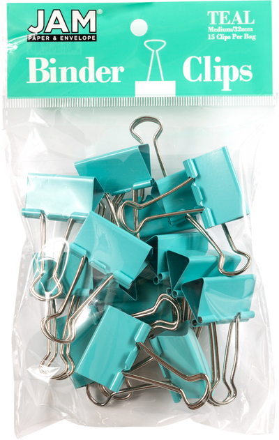 Teal Medium 32mm Binder Clips - 15 Pack