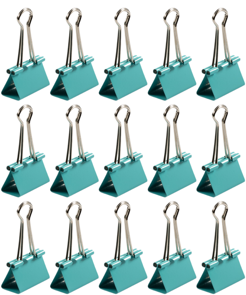 Teal Medium 32mm Binder Clips - 15 Pack