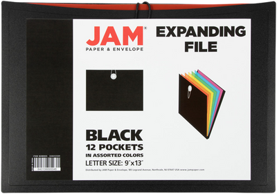 Black with Assorted Letter Size 12 Pocket Expanding Files (9 x 13)