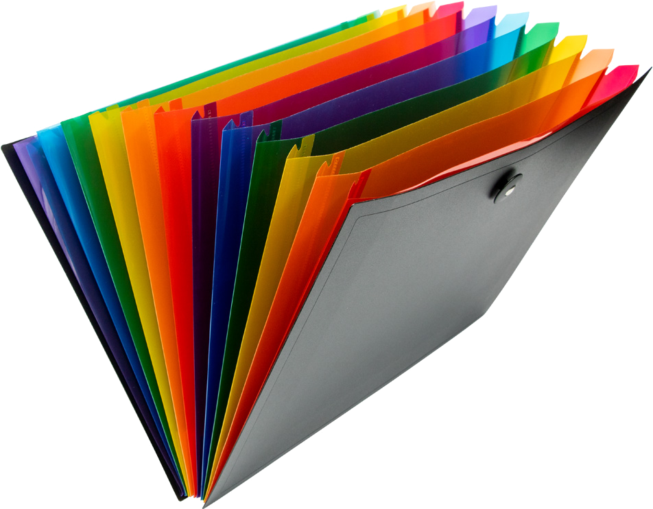 Black with Assorted Letter Size 12 Pocket Expanding Files (9 x 13)