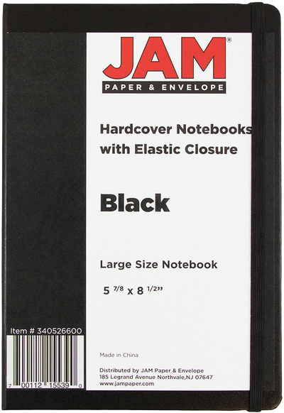 Black Large 5 7/8 x 8 1/2 Notebooks (100 Lined Pages)