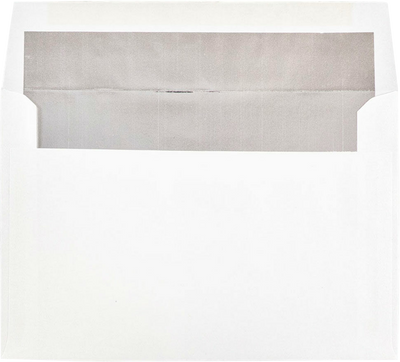 White with Silver Foil Lining 24lb A9 Invitation Envelopes (5 3/4 x 8 3/4)