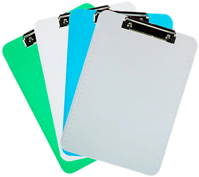 Assorted Industrial Letter Plastic Clipboards (9 x 12 1/2) - 4 Pack