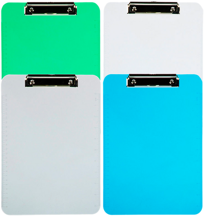 Assorted Industrial Letter Plastic Clipboards (9 x 12 1/2) - 4 Pack