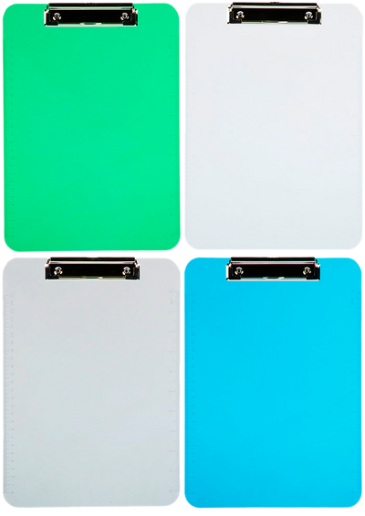 Assorted Industrial Letter Plastic Clipboards (9 x 12 1/2) - 4 Pack