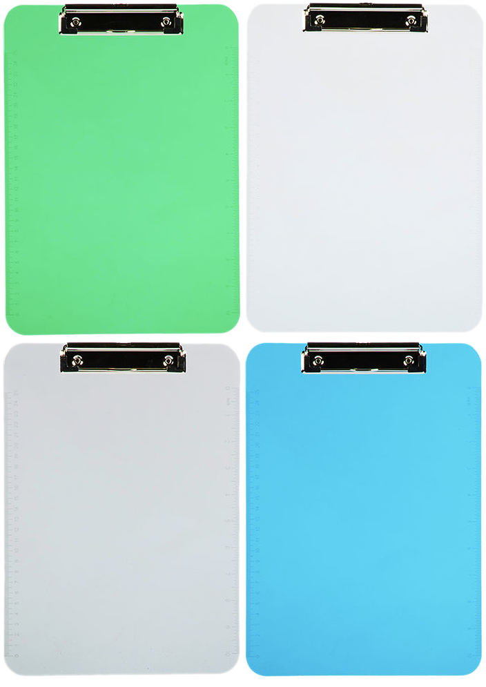 Assorted Industrial Letter Plastic Clipboards (9 x 12 1/2) - 4 Pack