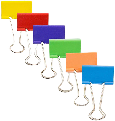 Assorted Large 41mm Binder Clips - 6 Packs of 12