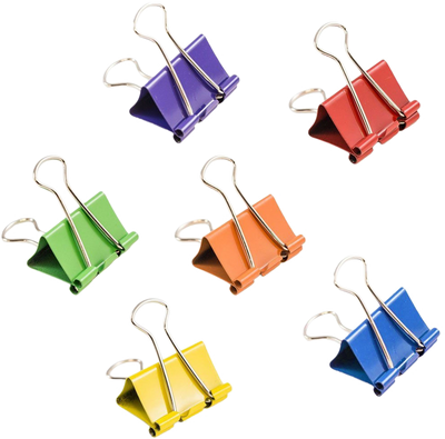 Assorted Large 41mm Binder Clips - 6 Packs of 12