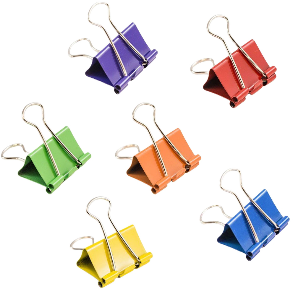 Assorted Large 41mm Binder Clips - 6 Packs of 12