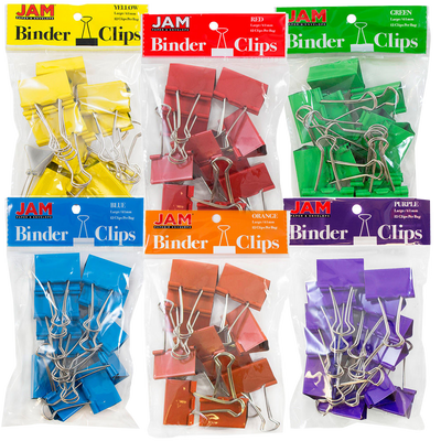 Assorted Large 41mm Binder Clips - 6 Packs of 12