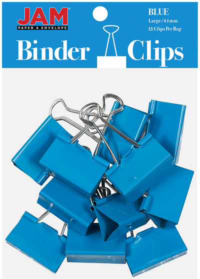 Blue Large 41mm Binder Clips - 12 Pack