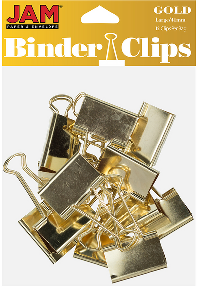 Gold Large 41mm Binder Clips - 12 Pack