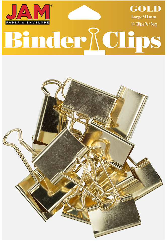 Gold Large 41mm Binder Clips - 12 Pack