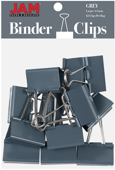 Gray Large 41mm Binder Clips - 12 Pack