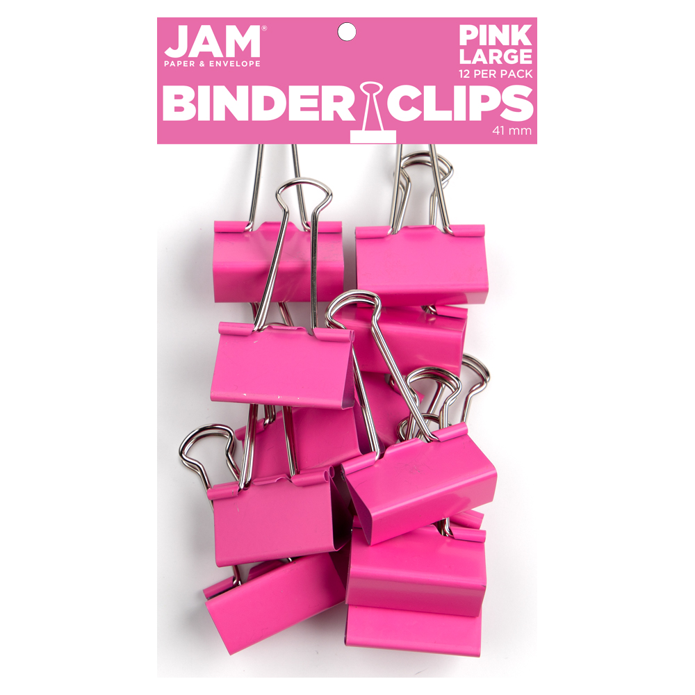 Pink Large 41mm Binder Clips - 12 Pack