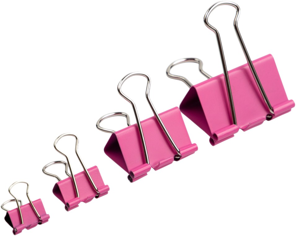 Pink Large 41mm Binder Clips - 12 Pack