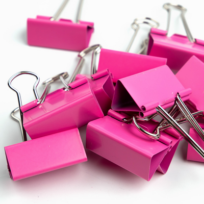 Pink Large 41mm Binder Clips - 12 Pack