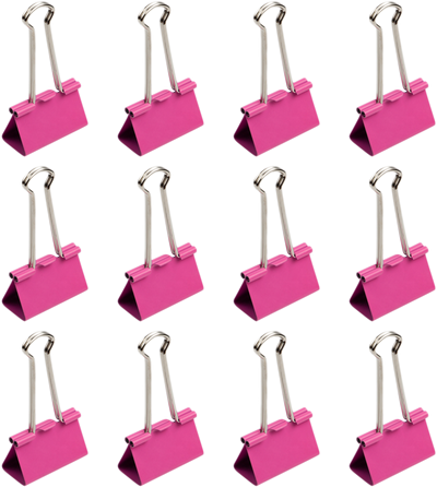 Pink Large 41mm Binder Clips - 12 Pack