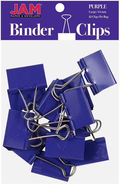 Purple Large 41mm Binder Clips - 12 Pack