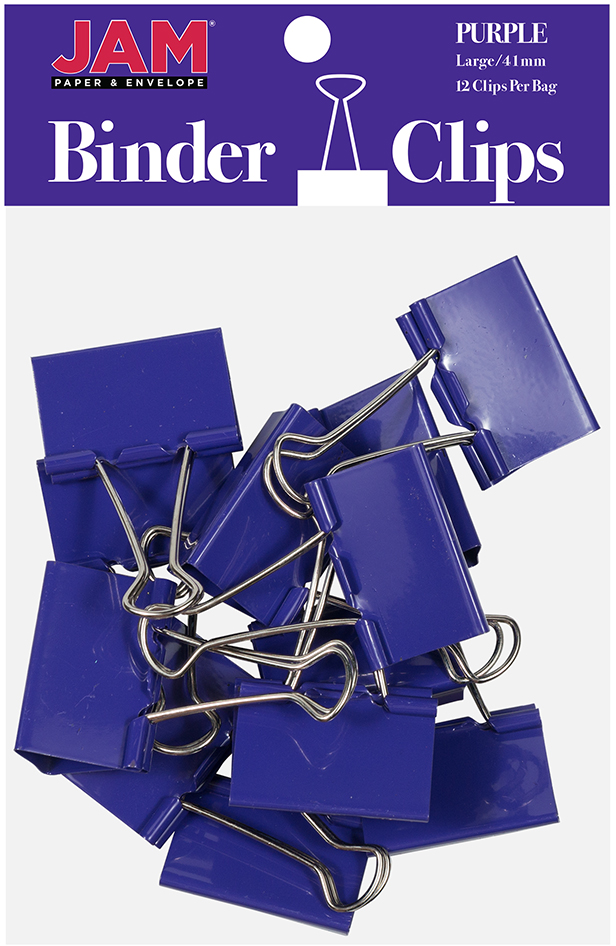 Purple Large 41mm Binder Clips - 12 Pack