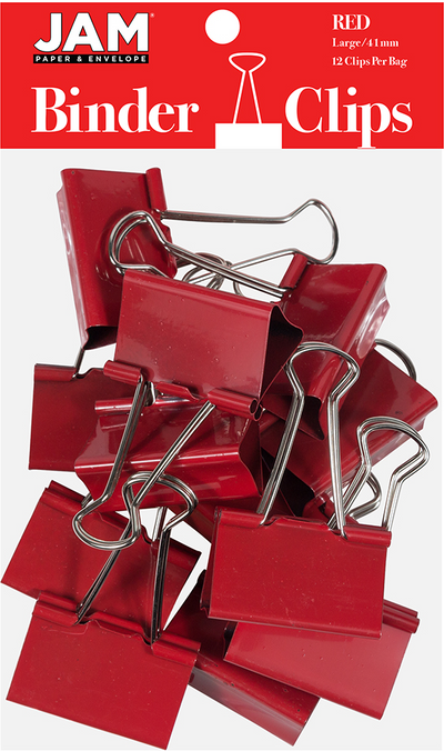 Red Large 41mm Binder Clips - 12 Pack
