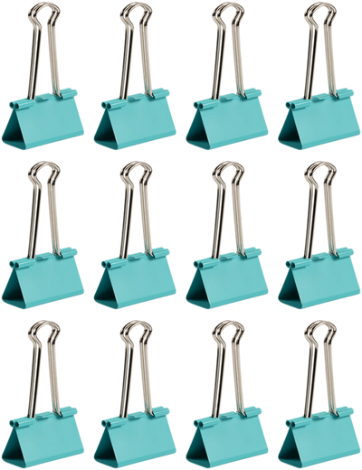 Teal Large 41mm Binder Clips - 12 Pack