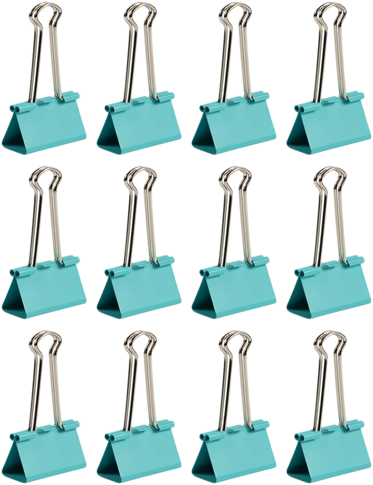 Teal Large 41mm Binder Clips - 12 Pack