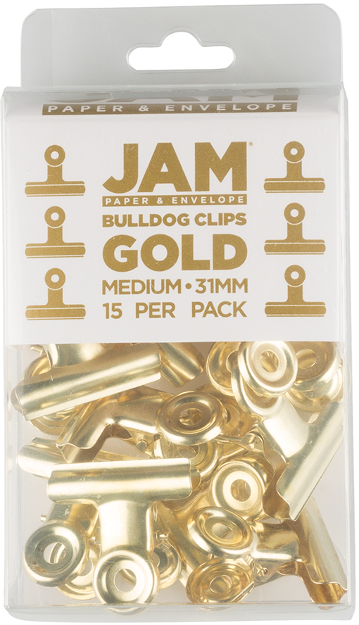 Gold Medium 31mm Bulldog Clips - 15 Pack