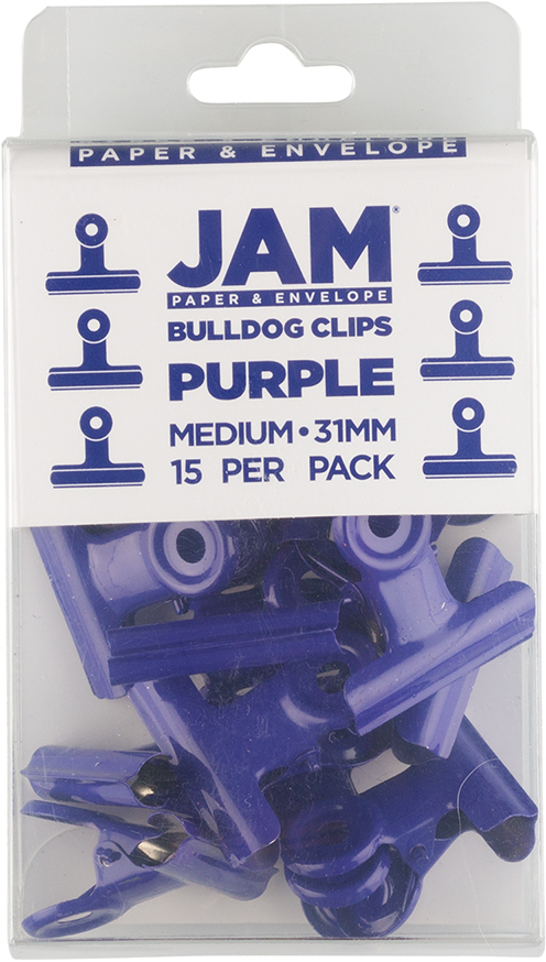 Purple Medium 31mm Bulldog Clips - 15 Pack