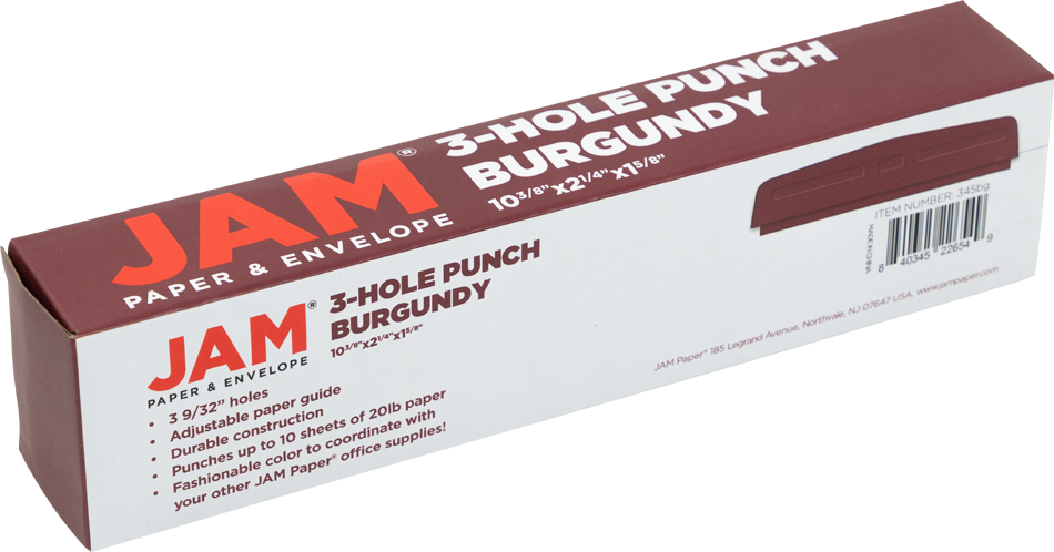 Burgundy Standard 3 Hole Punch - 10 Sheet Capacity