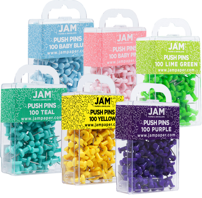 Fashion Assorted Standard Pushpins - 6 Packs of 100