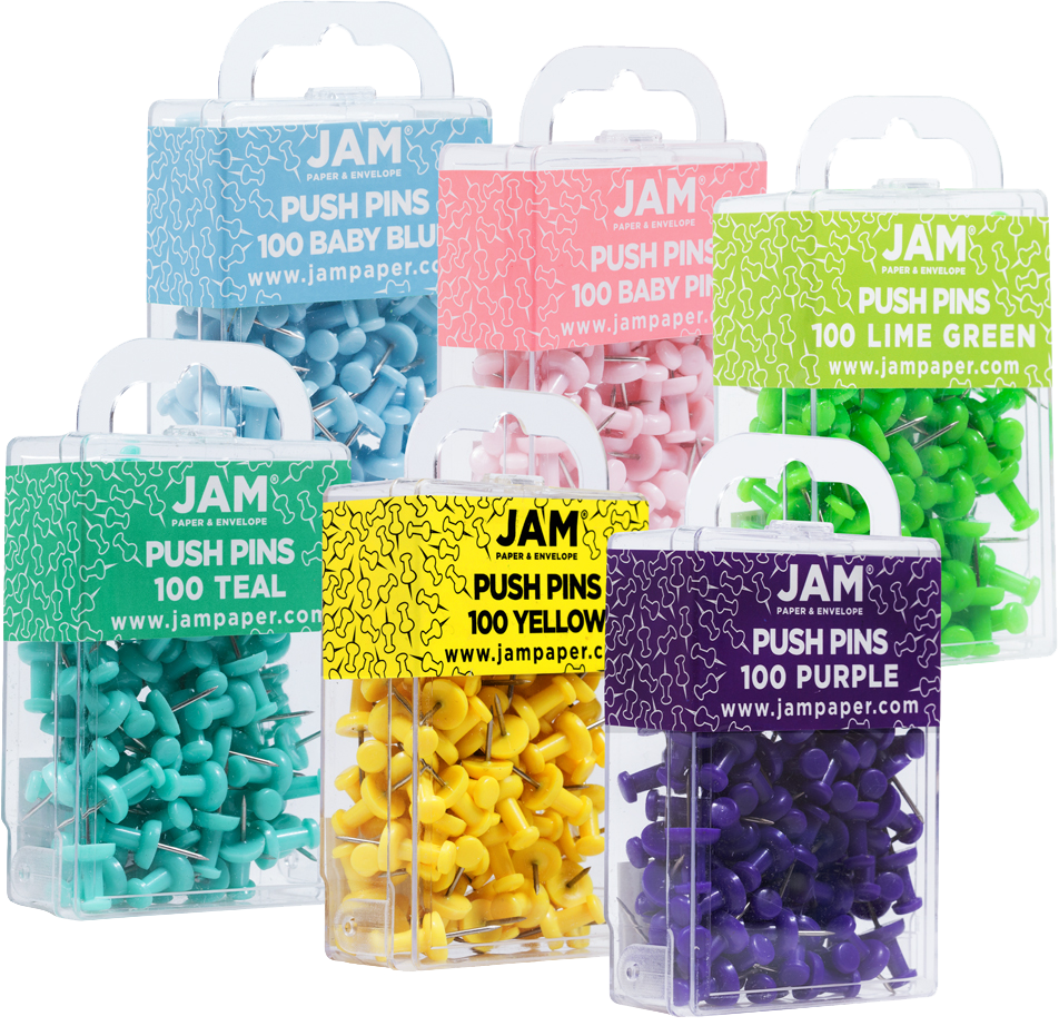 Fashion Assorted Standard Pushpins - 6 Packs of 100