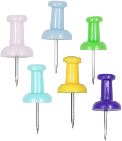 Fashion Assorted Standard Pushpins - 6 Packs of 100