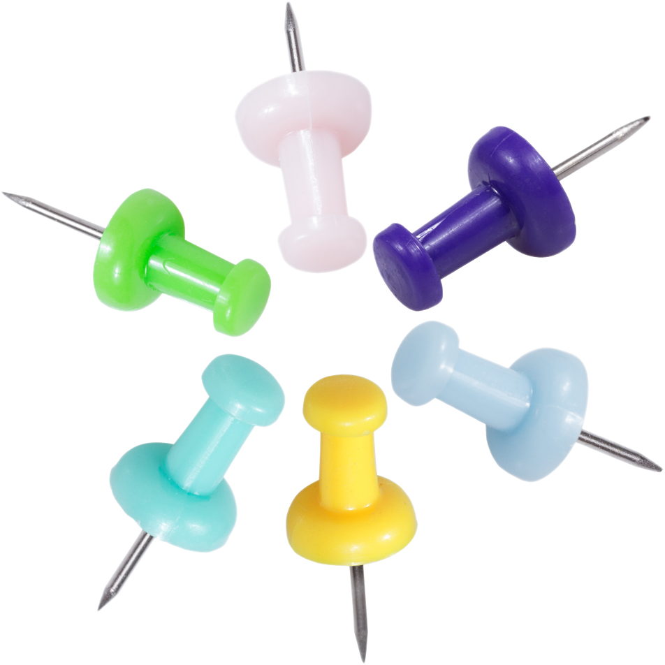 Fashion Assorted Standard Pushpins - 6 Packs of 100