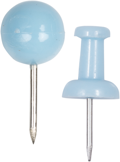 Baby Blue Round & Standard Pushpins - 2 Packs of 100