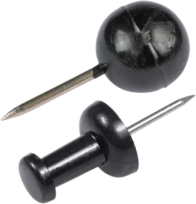 Black Round & Standard Pushpins - 2 Packs of 100