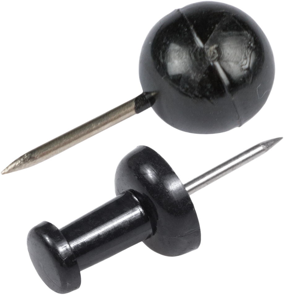 Black Round & Standard Pushpins - 2 Packs of 100