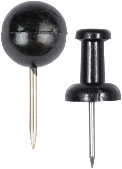 Black Round & Standard Pushpins - 2 Packs of 100