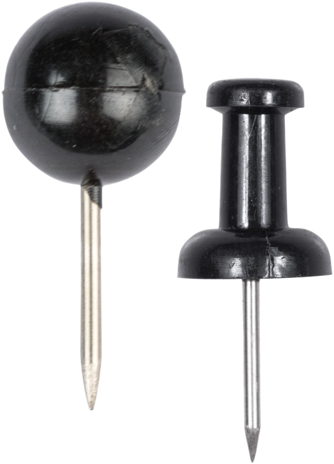 Black Round & Standard Pushpins - 2 Packs of 100