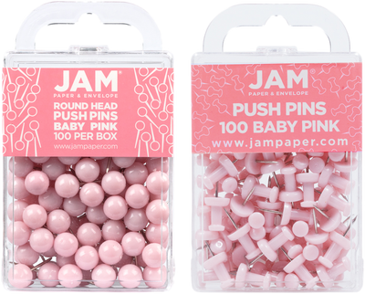 Baby Pink Round & Standard Pushpins - 2 Packs of 100