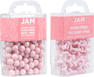 Baby Pink Round & Standard Pushpins - 2 Packs of 100