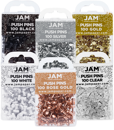 Business Assorted Standard Pushpins - 6 Packs of 100