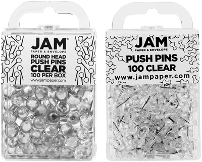 Clear Round & Standard Pushpins - 2 Packs of 100